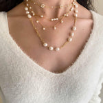 Overlay Natural Pearl Pendant Necklace - Gembea Jewelry