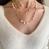 Overlay Natural Pearl Pendant Necklace - Gembea Jewelry