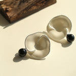 Gembea Jewelry Enamel Flower Pearl Black Agate Earrings