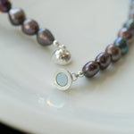 Hand-woven Pearl Run Loop Grey Necklace - Gembea Jewelry