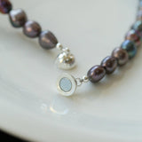 Hand-woven Pearl Run Loop Grey Necklace - Gembea Jewelry