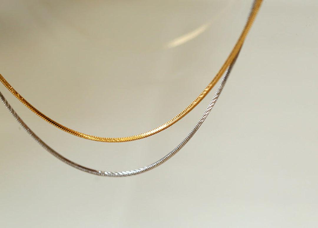 Simple Snake Bone Chain Necklace - Gembea Jewelry