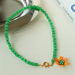 Summer Colored Cat's Eye Glass Necklace