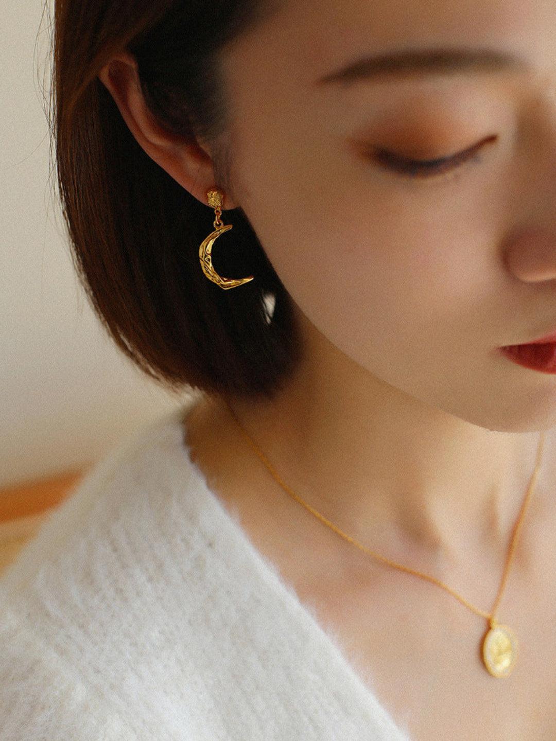 S925 Silver Moon Drop Earrings - Gembea Jewelry