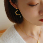 S925 Silver Moon Drop Earrings - Gembea Jewelry