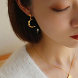 S925 Silver Moon Drop Earrings - Gembea Jewelry