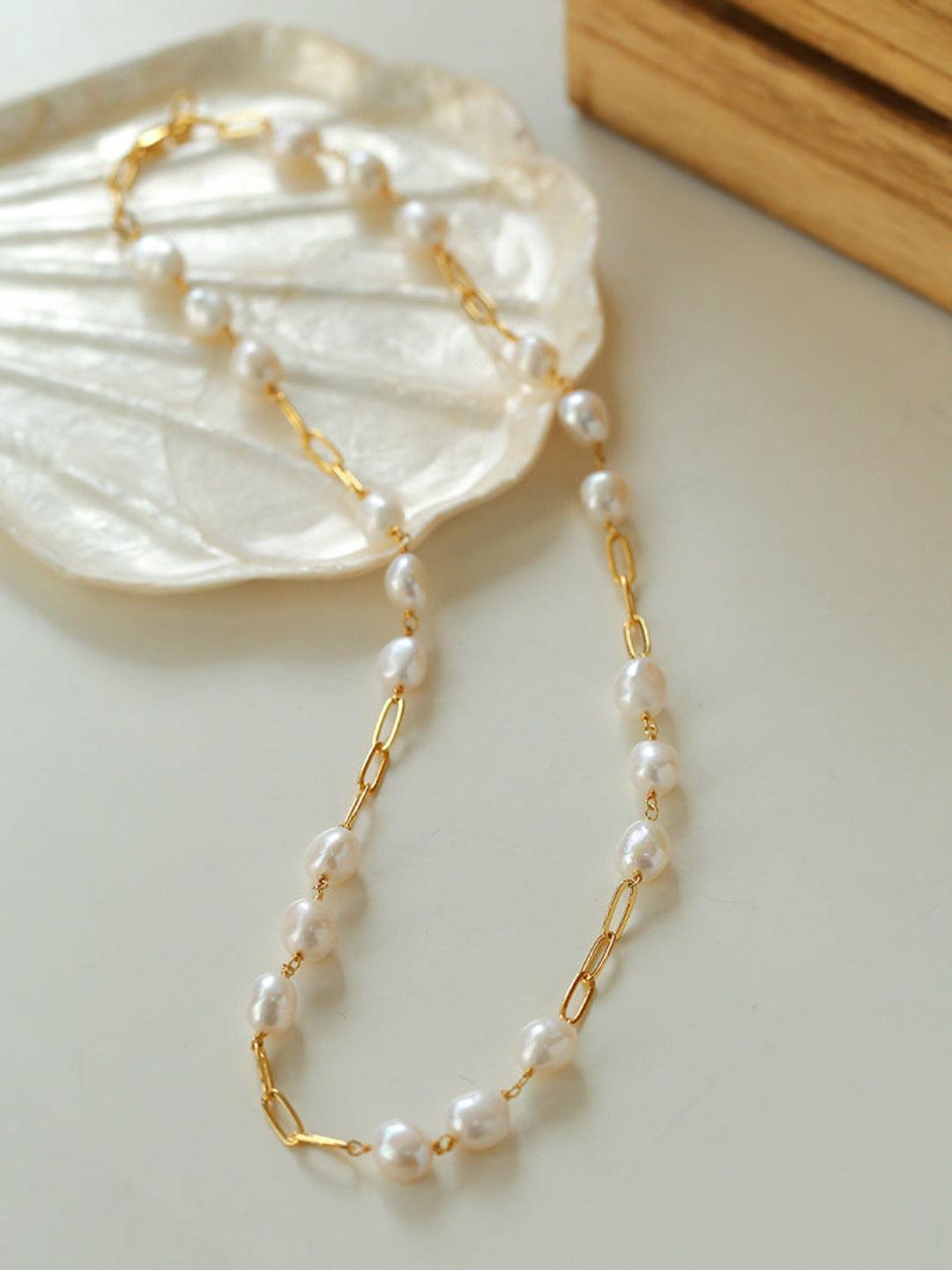 Overlay Natural Pearl Pendant Necklace - Gembea Jewelry