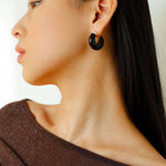 Black Agate Tiger Eye Stone Moon Bud Earrings - Gembea Jewelry