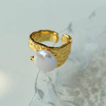 Button Shaped Baroque Pearl Ring - Gembea Jewelry