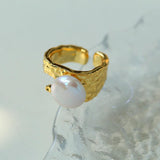 Button Shaped Baroque Pearl Ring - Gembea Jewelry