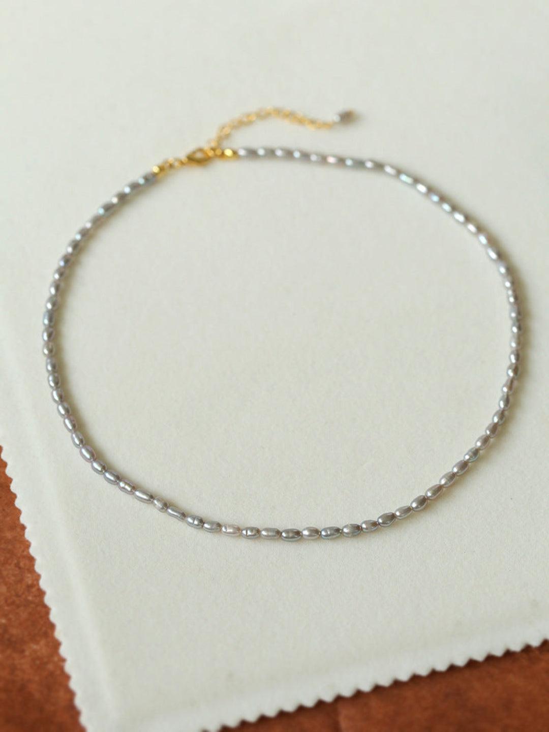 Grey Rice Pearl Necklace - Gembea Jewelry