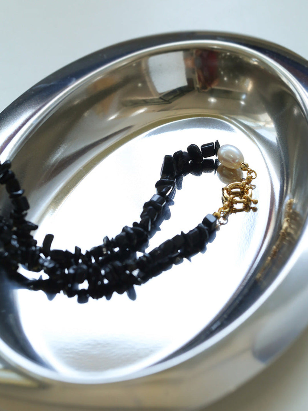 Gembea Jewelry Black Agate Gravel Pearl Necklace