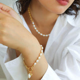 Y-shape Spliced Chain Pearl Bracelet - Gembea Jewelry