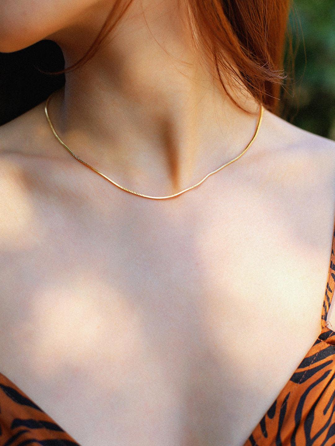Simple Snake Bone Chain Necklace - Gembea Jewelry