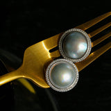 Seawater Mabe Pearl Stud Earrings - Gembea Jewelry