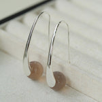 Hand-made Gray Red Black Agate Stone Ear Hooks Earrings - Gembea Jewelry