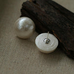 Flying Saucer Cotton Pearl Stud Earrings - Gembea Jewelry