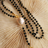 Long Black Agate Baroque Pearl Necklace - Gembea Jewelry