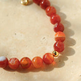 Primary Red Agate Round Beaded Bracelet - Gembea Jewelry
