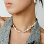 Hand-woven Freshwater Pearl Hoop Earring - Gembea Jewelry