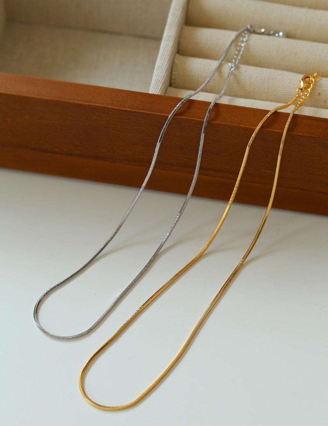 Simple Snake Bone Chain Necklace - Gembea Jewelry