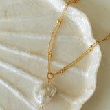 Double Chain Baroque Pendant Necklace - Gembea Jewelry