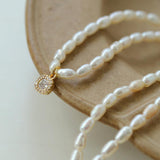 Zircon Pendant Pearl Beaded Necklace - Gembea Jewelry