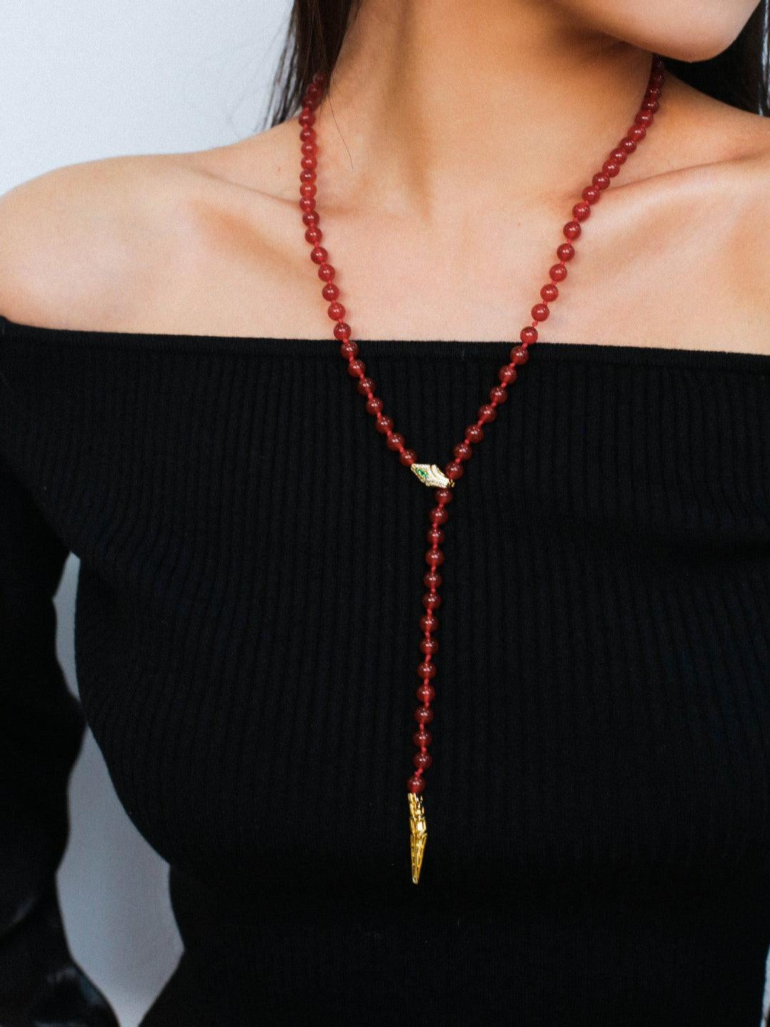 Red and Green Agate Snake Necklace - Gembea Jewelry