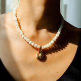 Gembea Jewelry White Shell Beads Conch Pendant Necklace