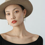 Gembea Jewelry Metal Lava Baroque Pearl Drop Earrings