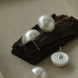 Flying Saucer Cotton Pearl Stud Earrings - Gembea Jewelry