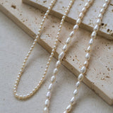 Minimalist Rice Pearl Beaded Necklace-Gembea Jewelry