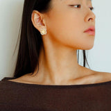 White Crystal Black and Red Agate Stud Earrings - Gembea Jewelry