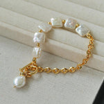 Natural Freshwater Square Pearl Chain Bracelet - Gembea Jewelry