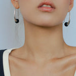 Hand-made Gray Red Black Agate Stone Ear Hooks Earrings - Gembea Jewelry