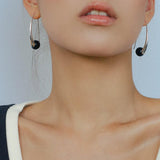 Hand-made Gray Red Black Agate Stone Ear Hooks Earrings - Gembea Jewelry