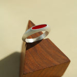 Gembea Jewelry Silver Brushed Oval Natural Stone Ring