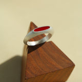 Gembea Jewelry Silver Brushed Oval Natural Stone Ring