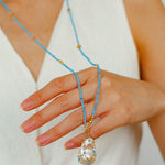 Spring Heartbeat Blue Turquoise Baroque Necklace - Gembea Jewelry