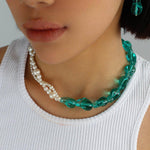 Blue Glazed Pearl Necklace - Gembea Jewelry