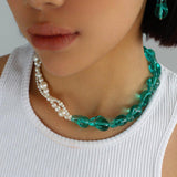 Blue Glazed Pearl Necklace - Gembea Jewelry