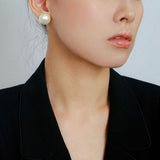 Flying Saucer Cotton Pearl Stud Earrings - Gembea Jewelry