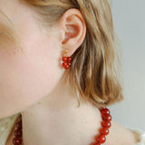 Red Agate Beaded Hoop Earrings - Gembea Jewelry
