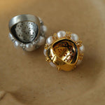 Full Star Flower Artificial Pearl Zircon Ring - Gembea Jewelry