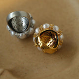 Full Star Flower Artificial Pearl Zircon Ring - Gembea Jewelry