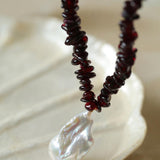 Irregular Garnet Baroque Drop Necklace - Gembea Jewelry