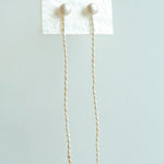 Long Rice Pearl Drop Earrings - Gembea Jewelry