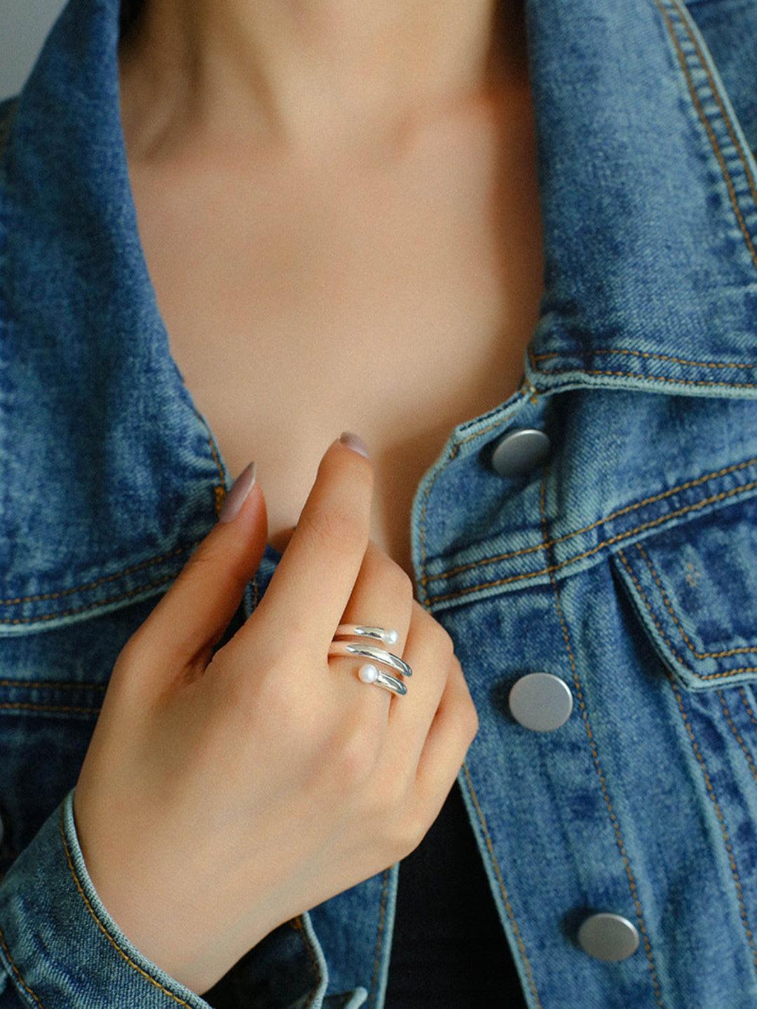 Multi-layer Spiral Pearl Open Ring - Gembea Jewelry