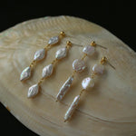 Diamond Baroque Pearl Long Earrings - Gembea Jewelry