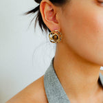 Tiger Eye Gemstone Camellia Earrings - Gembea Jewelry